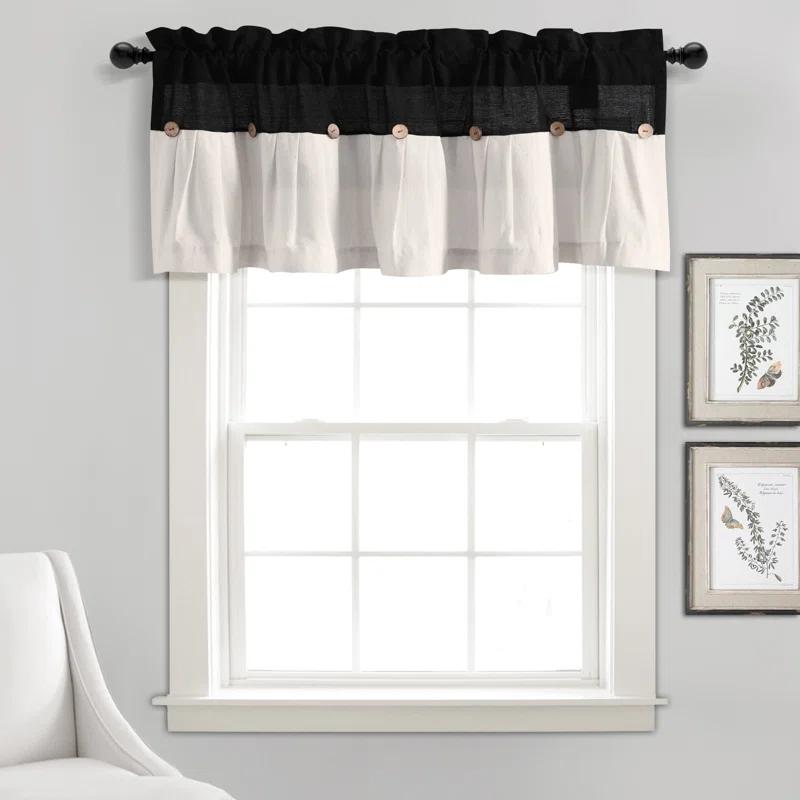 Lush Decor Linen Button Cotton Blend Tailored Window Valance