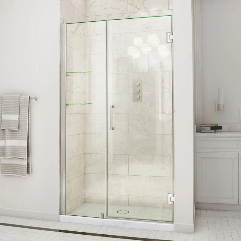 Unidoor 49" W x 72" H Hinged Frameless Shower Door