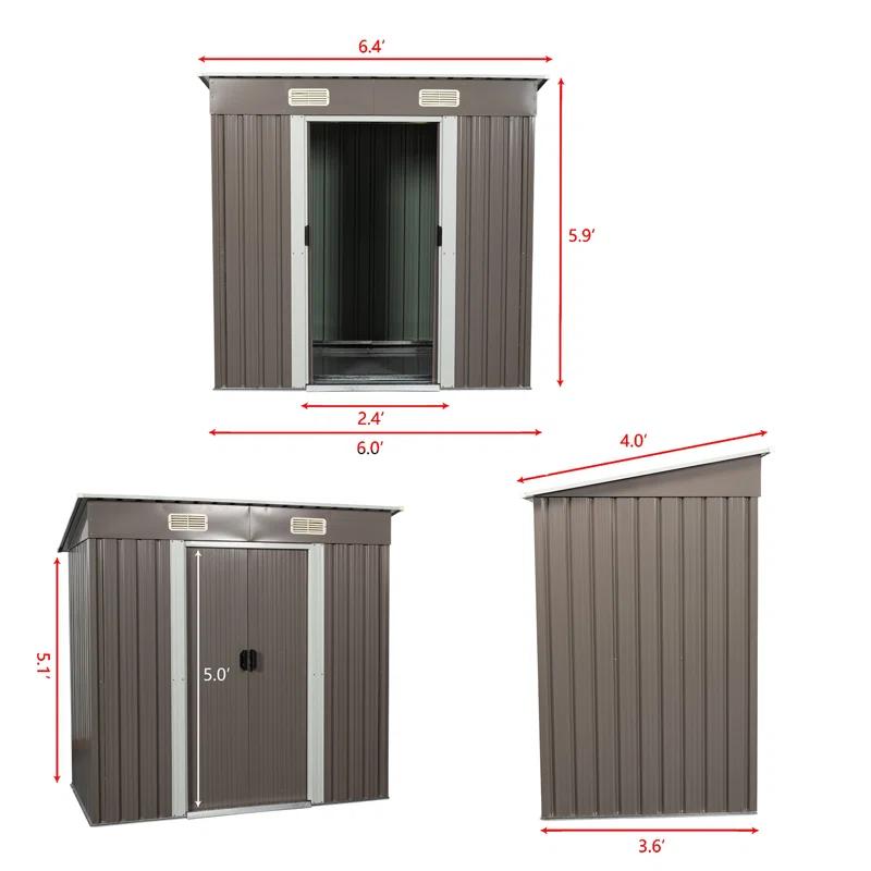 GZMWON 6Ft X 4Ft Outdoor Metal Storage Shed