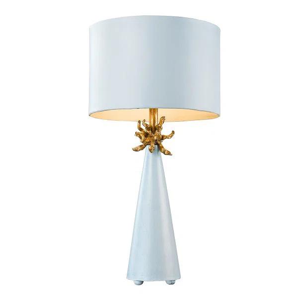 Le Ciel Blue and Gold Cone Table Lamp with Paper Shade