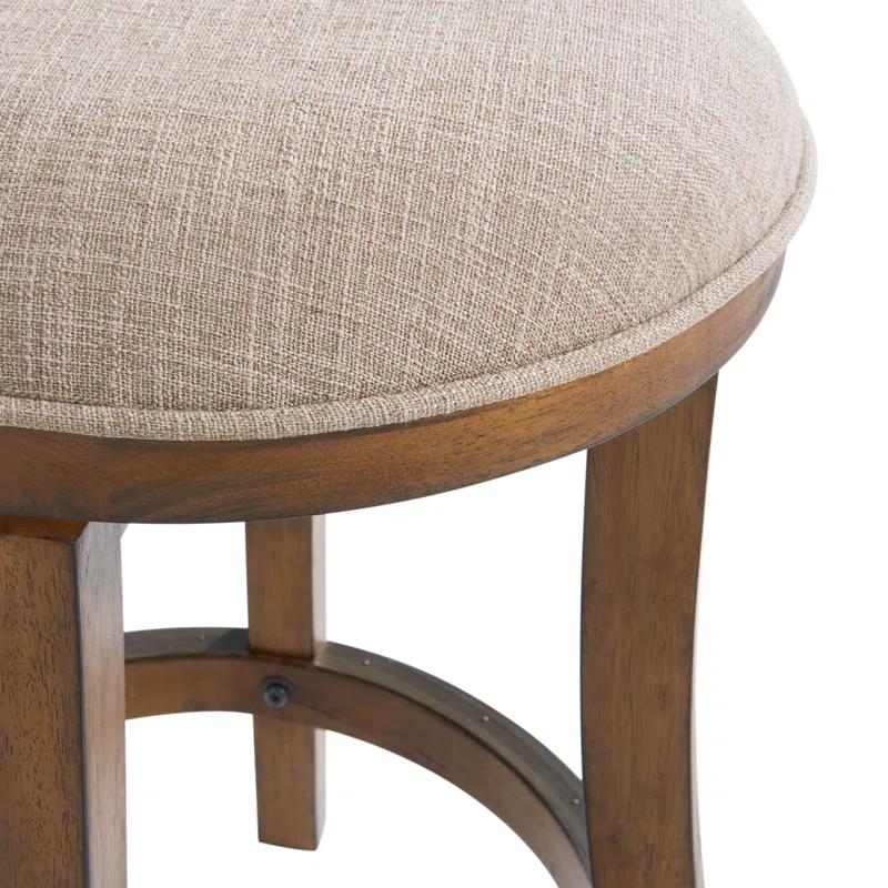 Alaterre Ellie Upholstered Swivel Bar Stool Chairs with Padded Seat and Back, Rubberwood Frame with Metal Kick Plate
