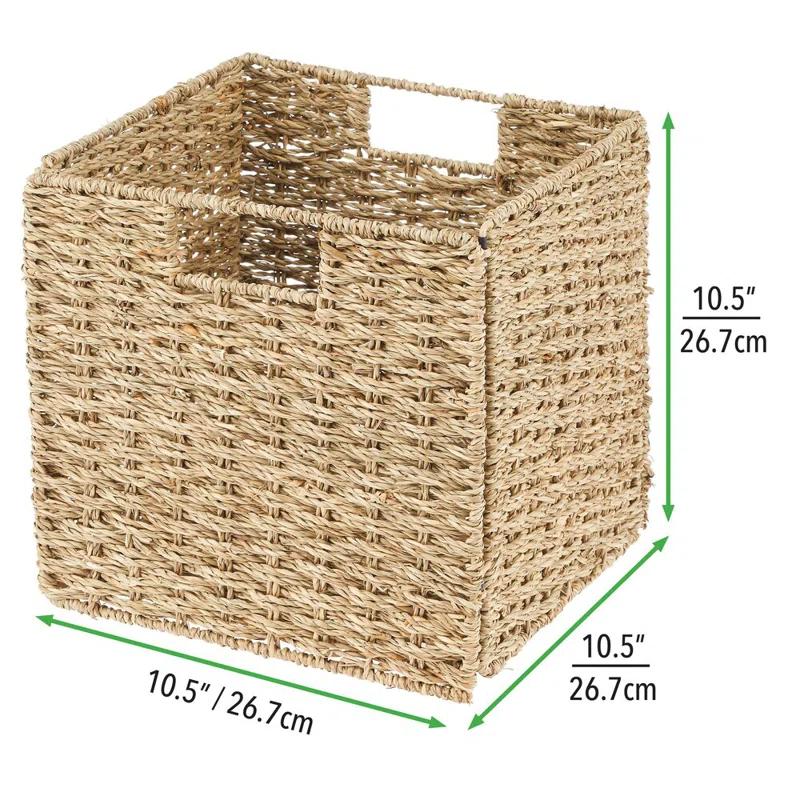 mDesign mDesign Seagrass Woven Kitchen Basket Organizer, Handles (Set of 4)