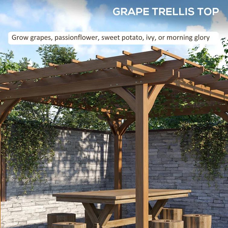 Outsunny Solid Wood Pergola