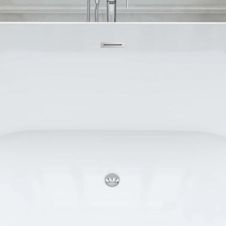 Vanity Art 67'' x 32'' Freestanding Soaking Acrylic Bathtub VA6815-NLW