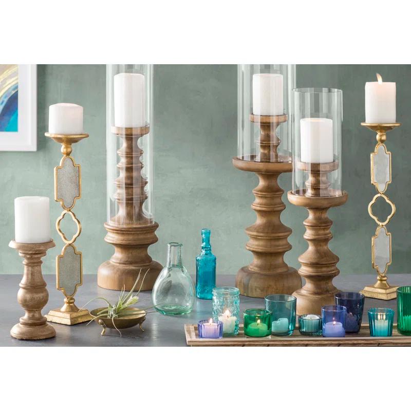 Joss & Main Sanderling Round Glass Votive Holders on Wood Tray