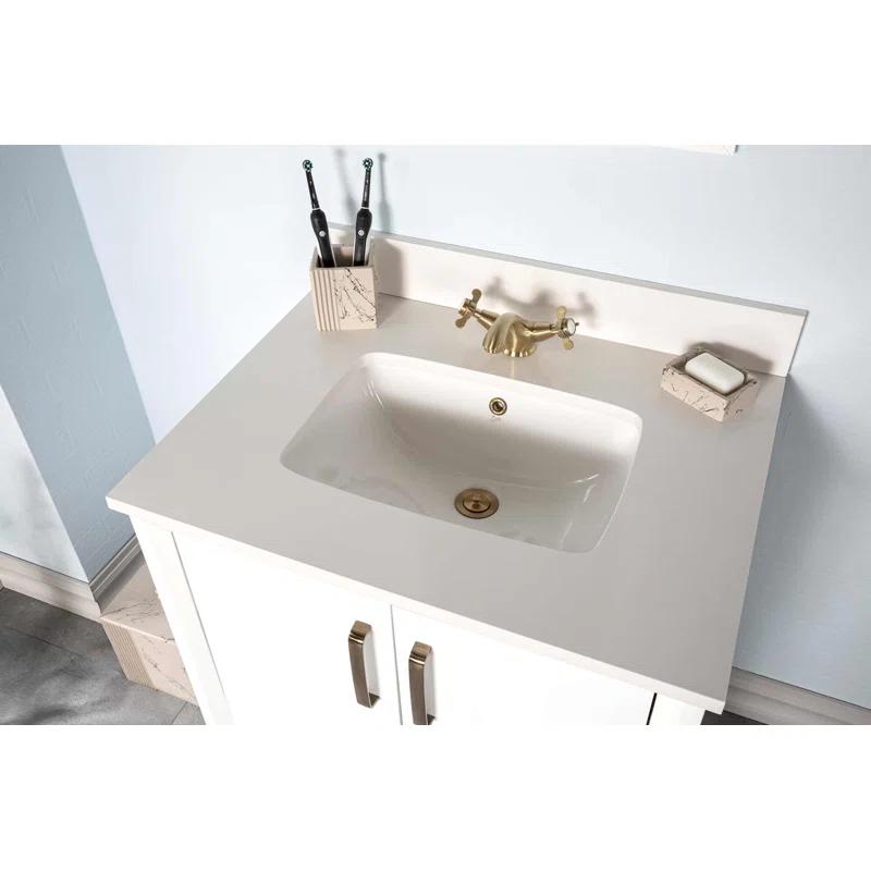 Fabia 30'' Free-standing Single Bathroom Vanity with Quartz Vanity Top & Mirror