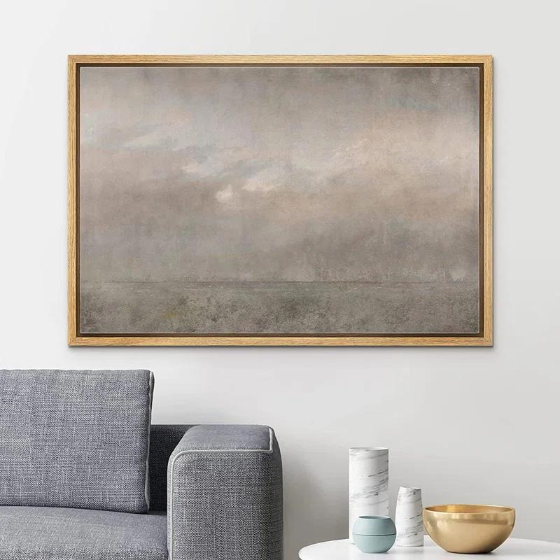 " SIGNLEADER Framed Canvas Print Wall Art Dark Brown Storm Cloud Landscape Abstract Shapes Illustrations Modern Art Decorative Minimal Relax/Calm For Living Room, Bedroom, Office "