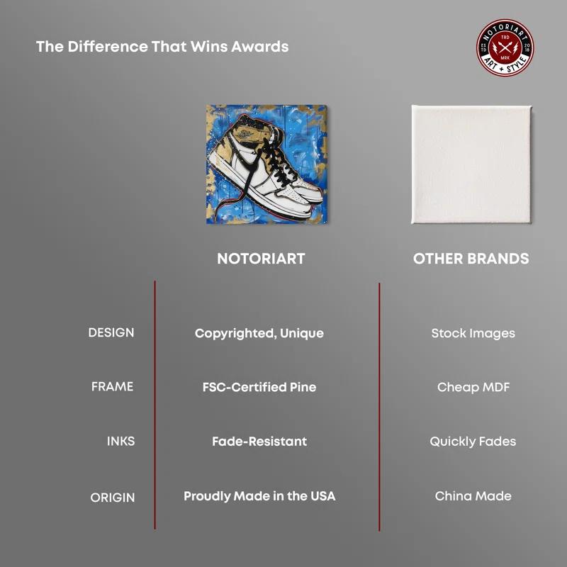 Notori Art Golden Sky Sneakers II Modern Sneaker Art Prints Wall Art by Notoriart