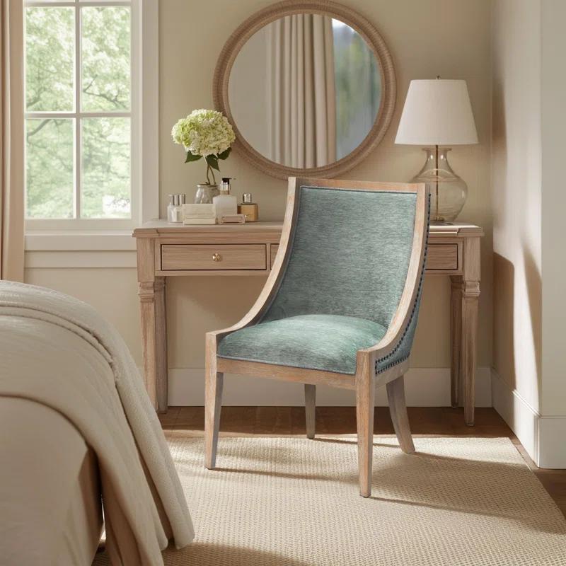 Martha Stewart Martha Stewart Elmcrest Farmhouse Dining Chair With Nailhead Trim & Sinuous Spring Support, Fully Assembled