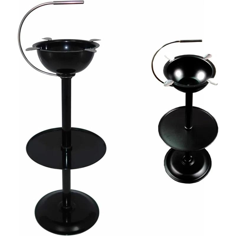 Stinky Cigar Stinky Cigar Floor Ashtray W/ Accessory Tray and Carry Handle, 4 Stirrups Black