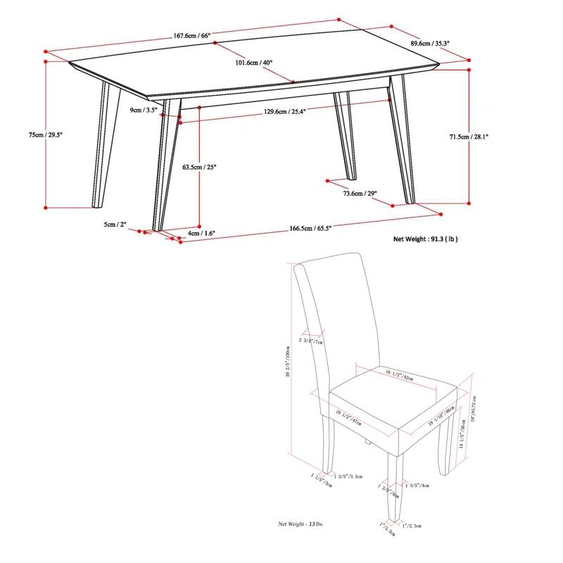 Simpli Home Acadian Rectangular 40'' L x 66'' W Dining Set