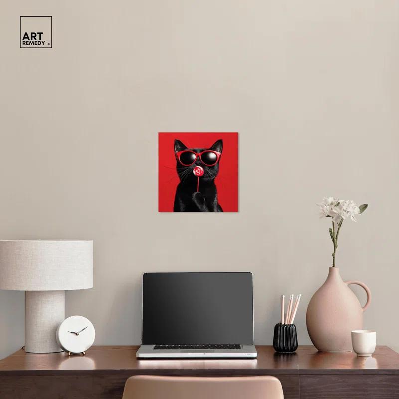 Art Remedy Candy Coated Coolness Canvas Cute Cat Art Prints by Art Remedy