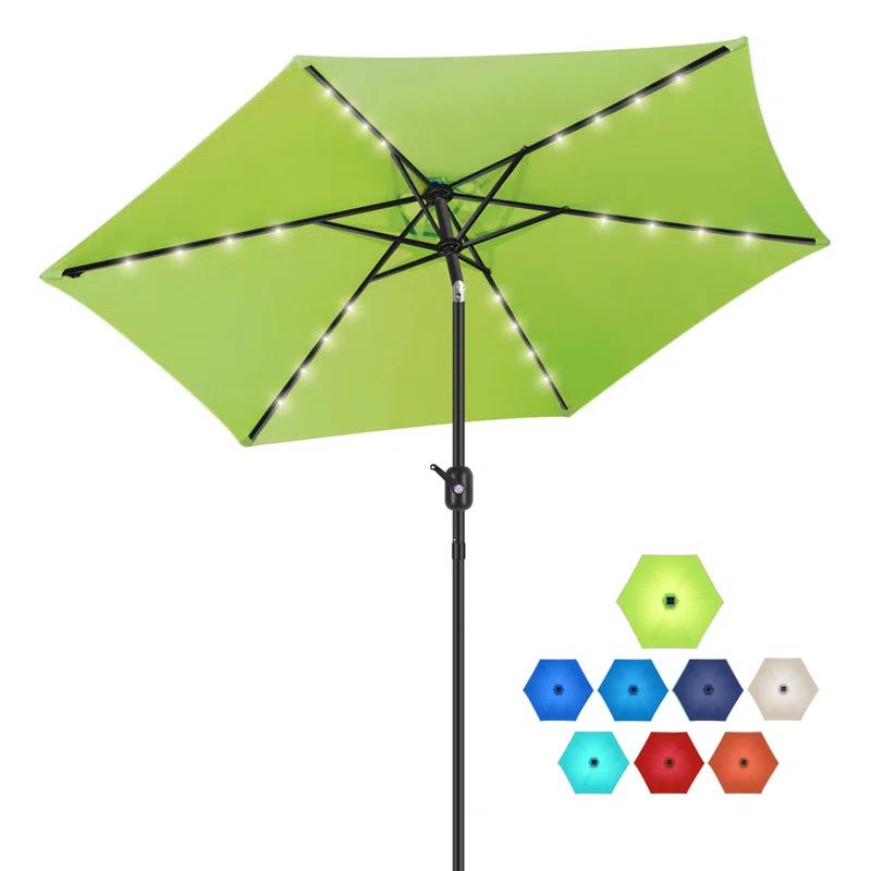 KUTIME Fruiteam 90'' Lighted Tilt Market Umbrella