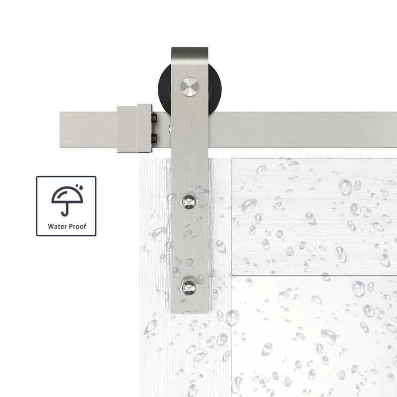 JUBEST Tempered Frosted Glass Barn Door with Installation Hardware Kit and Handle, Wood Sliding Barn Door