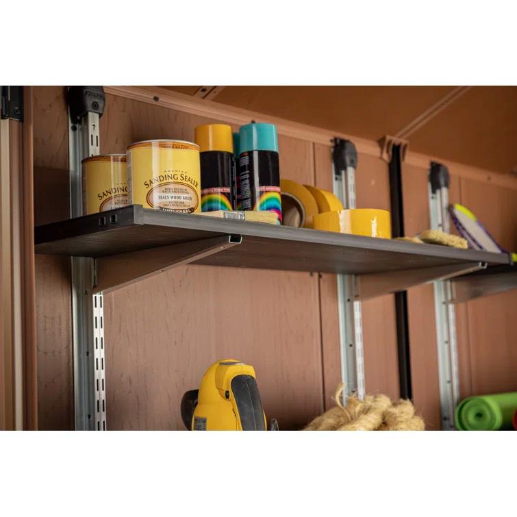 Keter Keter Storage Shed Shelf Kit 40 Inch Easy Assembly Steel Reinforced Utility Kit with Heavy Duty Brackets and Rails, Black