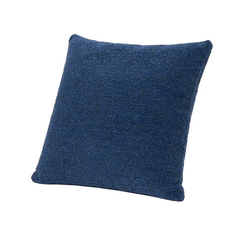Jennifer Taylor Home Astrid 20" Square Accent Throw Pillow Cover With Feather Insert, Cerulean Blue Boucle
