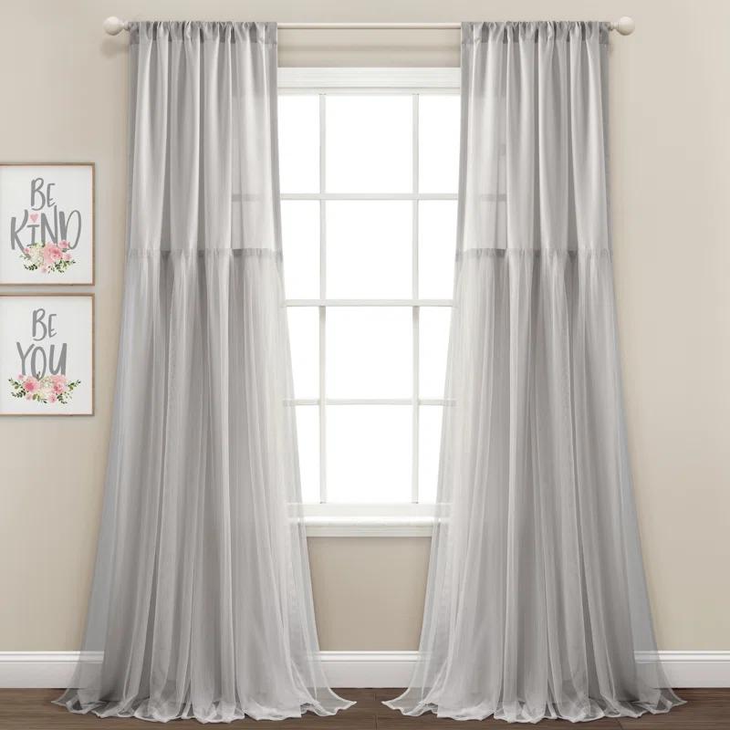 Lush Decor Polyester Semi Sheer Curtain Pair (Set of 2)