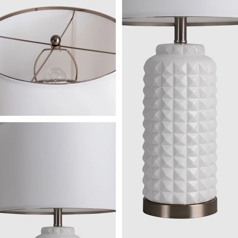 SIMPOL HOME SIMPOL HOME 25 in. Ceramic Table Lamp with Natural White Linen Shade (Set of 2)