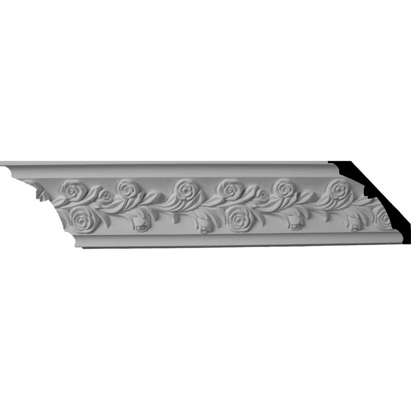 Ekena Millwork 3 7/8"H x 3 7/8"P x 5 1/2"F x 94 1/2"L, (1/2" Repeat) Rose Crown Moulding