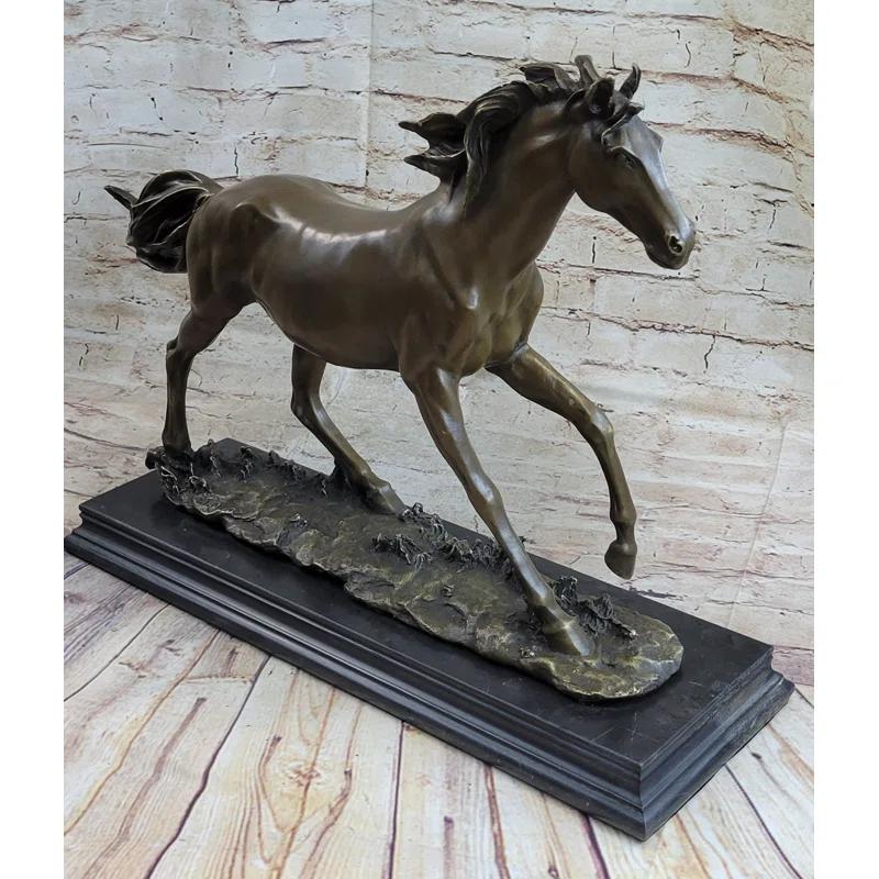 Canora Grey Galloping Horse Bronze Statue Sculpture Equestrian Art Pj Mene 15 Inches X 24 Inches