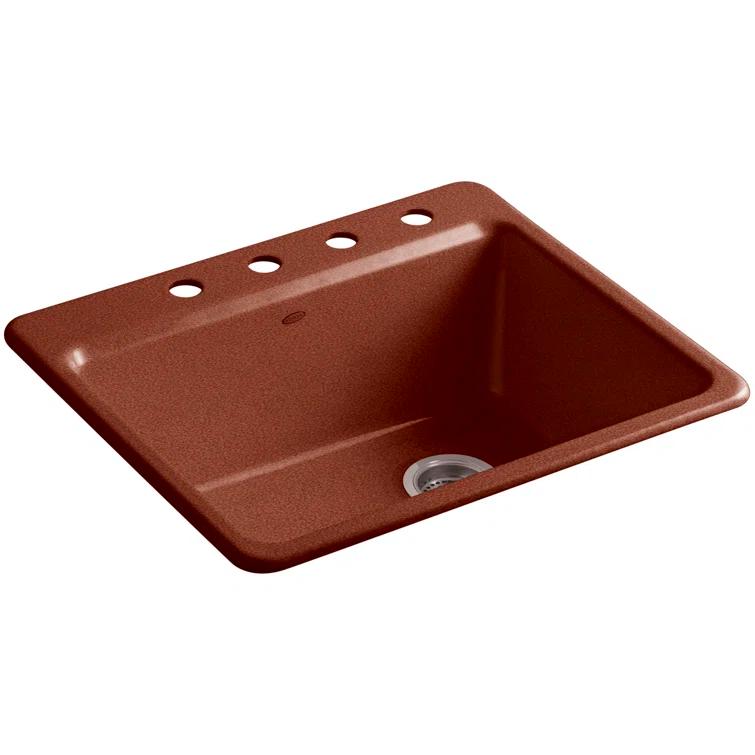 Kohler Riverby 25" L x 22" W x 9-5/8" Bar Kitchen Sink with Basin Rack K-5872-4A1-0