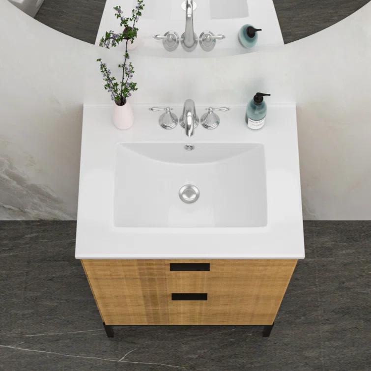 Tech Cube 24"X18" White Rectangular Single Vanity Top With Overflow(Sink Only) TCYX05466A