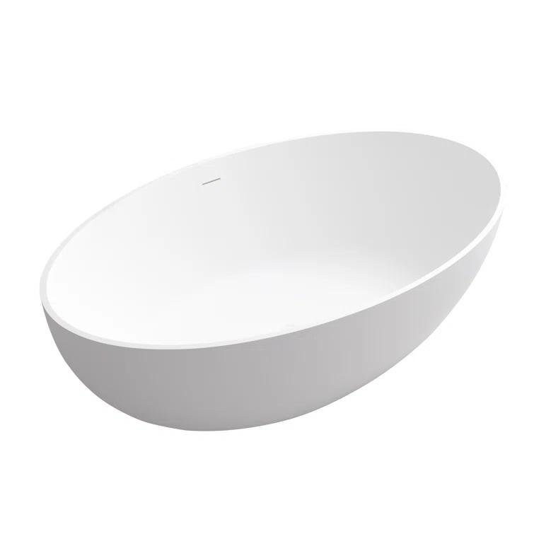 CASAINC Monaco 67 inch White Big Freestanding Stone Solid Surface Bathtub CA-MJ39327