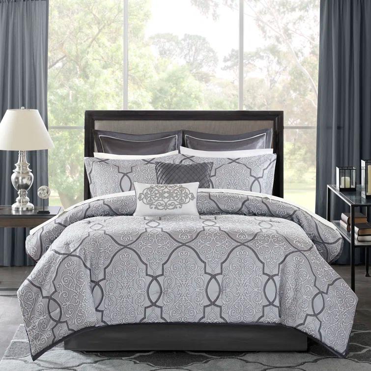 Madison Park Lavine 12 Piece Comforter Set with Cotton Bed Sheets