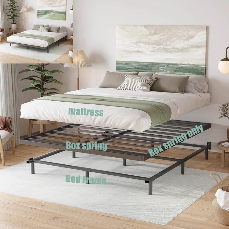 Alwyn Home Bercht 2" Low Profile Metal Box Spring Bunkie Board, Thin Bed Slat Replacement(No legs)