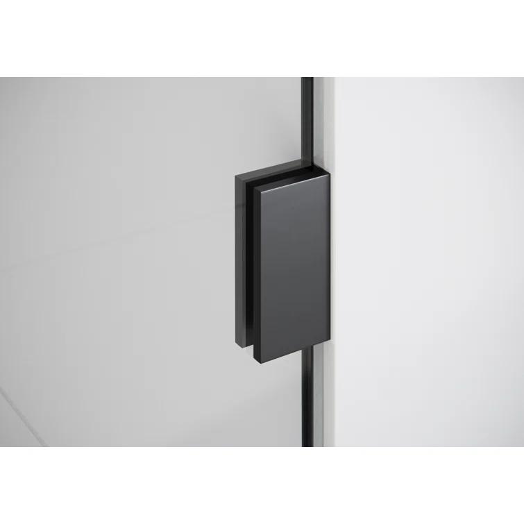 Glass Warehouse Mimas 52.75 in. x 78 in. Fully Frameless Glass Hinge Towel Bar Shower Door TBGH-52-75-MB