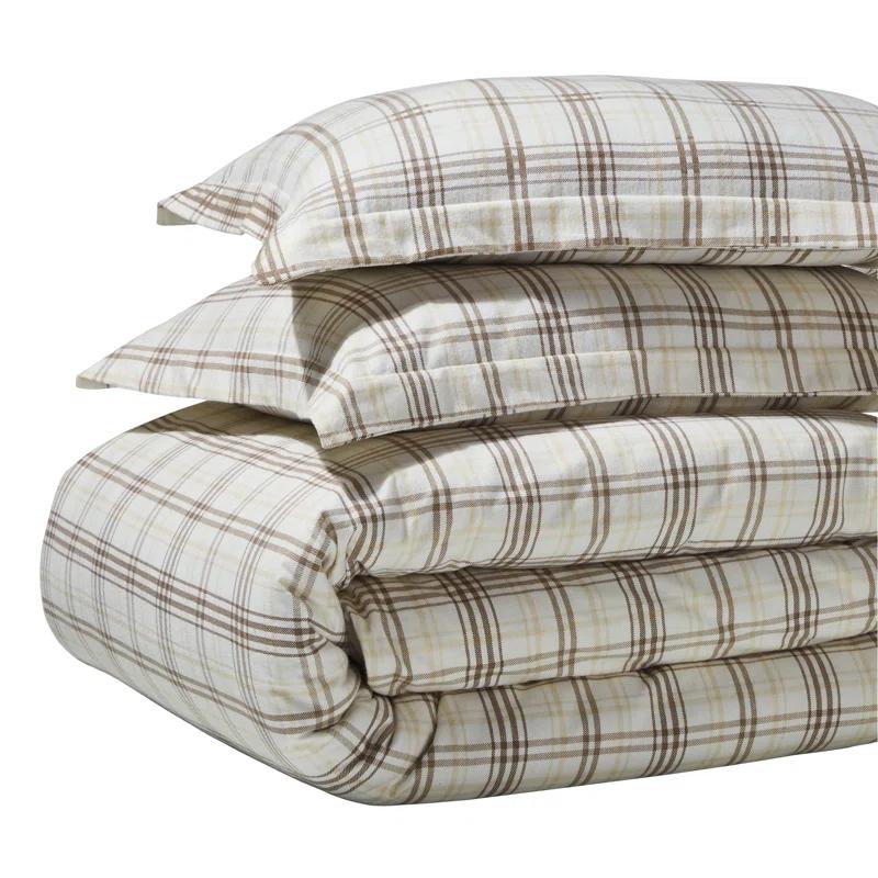 Superior Plaid Flannel Cotton Classic Modern Farmhouse Duvet Cover Set