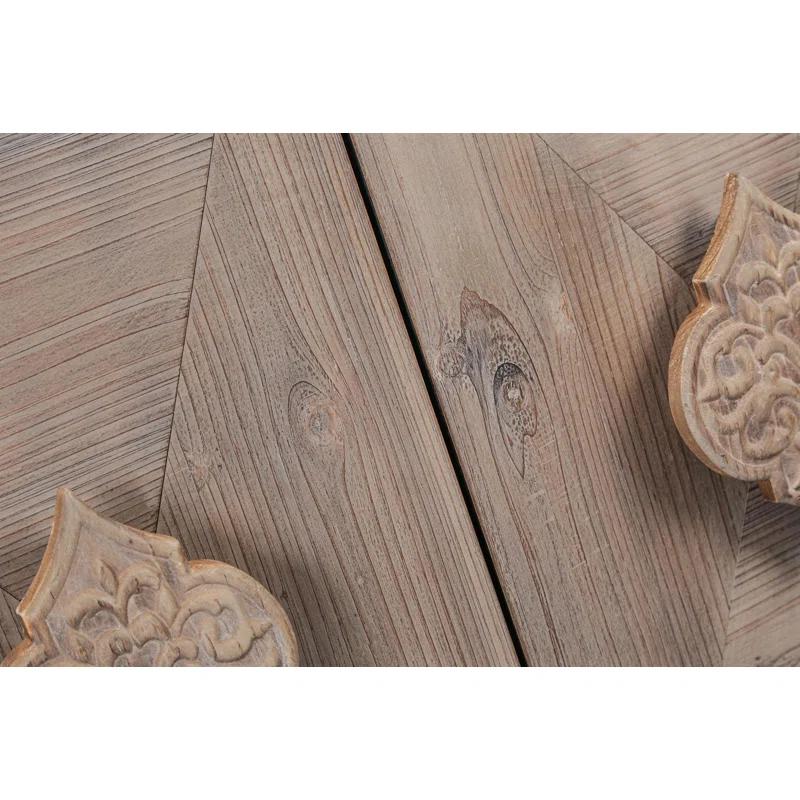 Bungalow Rose Antique Four Door Cabinet For Living Room