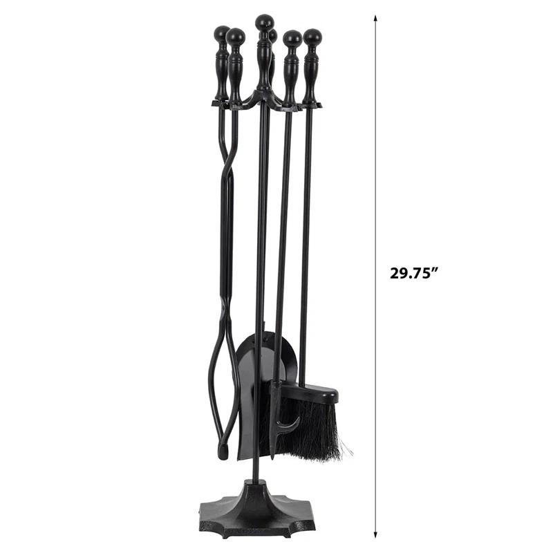 Modern Ember Cascade 5 Piece Fireplace Tool Set in Black