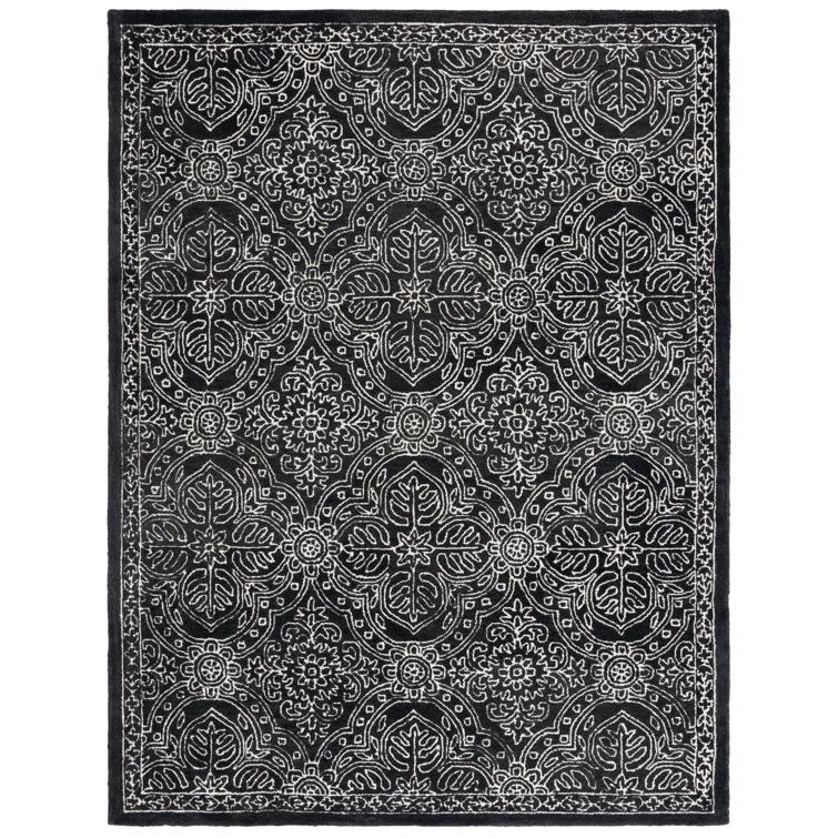 Lauren Ralph Lauren Etienne Lauren Ralph Lauren Hand Tufted Wool/Cotton Damask Rug in Ivory/Black