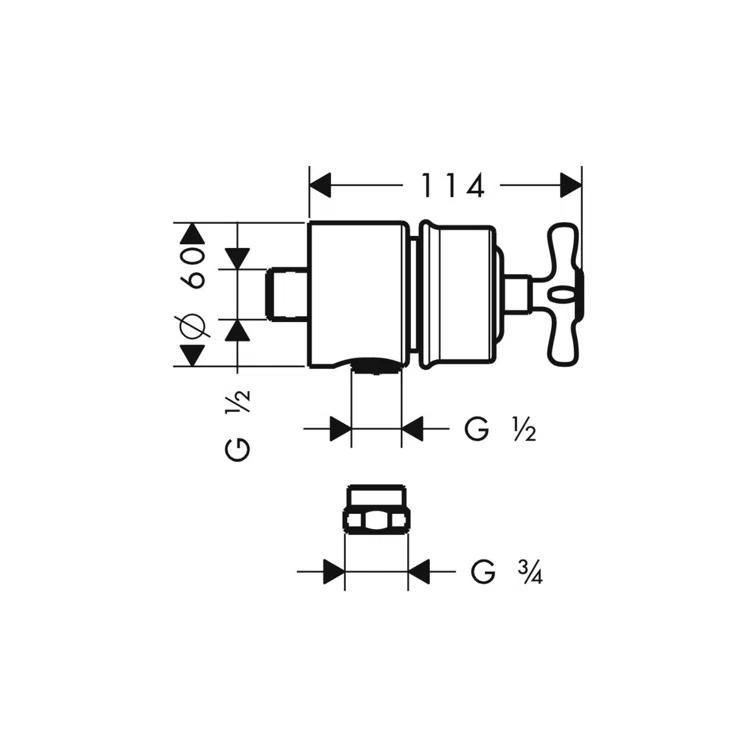 AXOR Montreaux Fix-Fit Stops Valve with Cross Handle 16882821