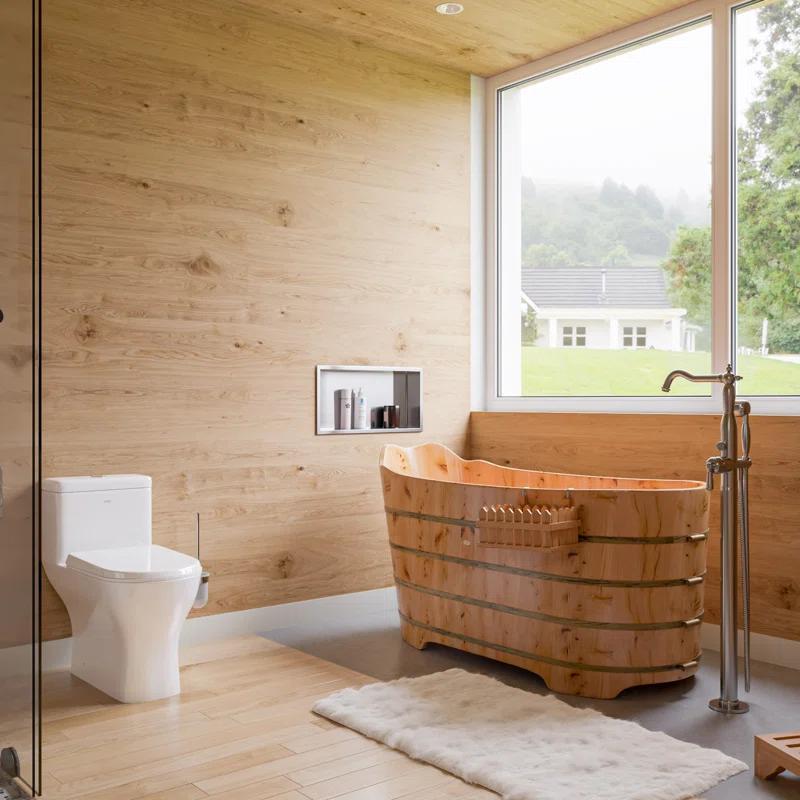59'' x 25.6'' Freestanding Soaking Solid Surface Bathtub