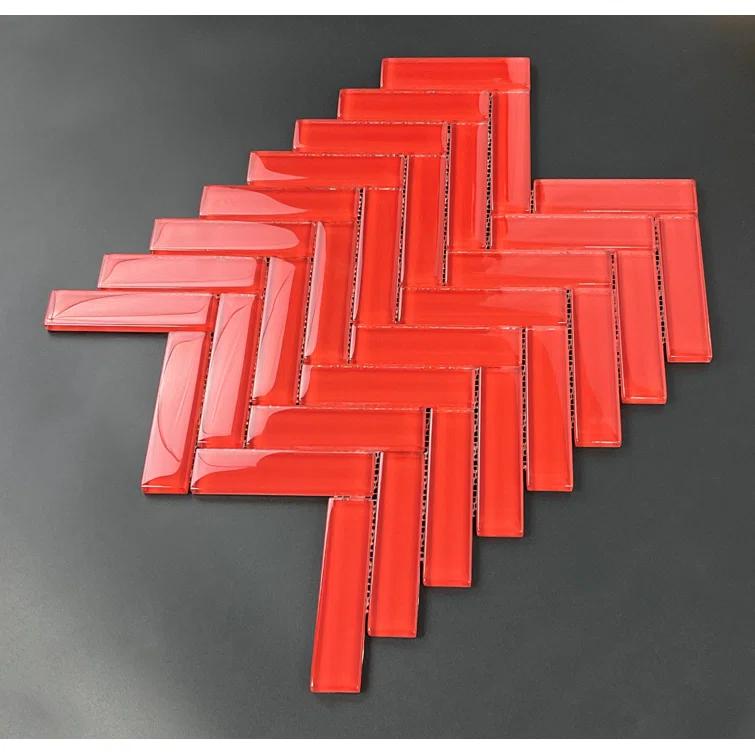 ES Stone 1" x 4" Glass Herringbone / Chevron Mosaic Tile (Set of 10)