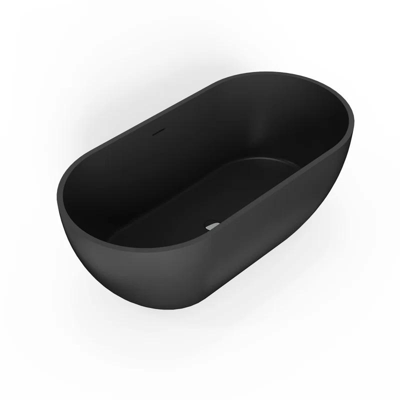 Broadway 59'' x 30'' Freestanding Soaking Solid Surface Bathtub