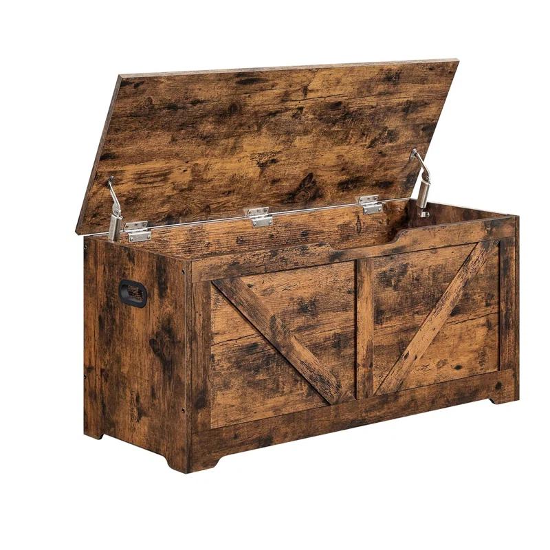 Rosdorf Park Storage Chest, Storage Trunk with 2 Safety Hinges, Storage Bench, Shoe Bench, 15.7 x 39.4 x 18.1 Inches, Rustic Brown