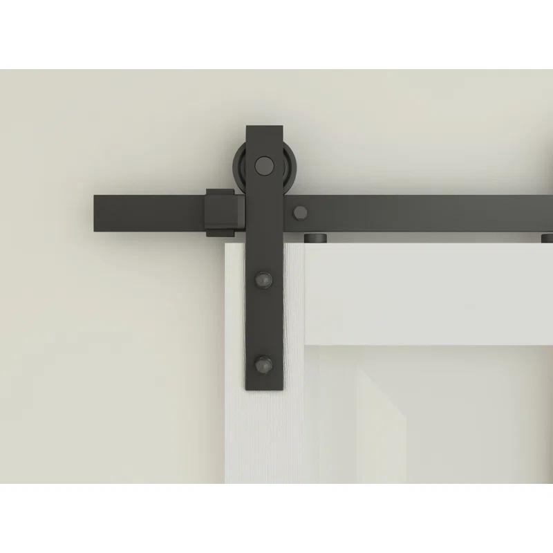 Calhome 3-Lite Tempered Frosted Glass White Finished Composite Double Sliding Barn Door with Hardware Kit Handle