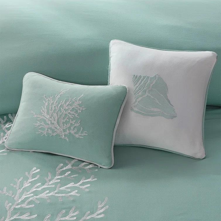 Coastline Embroidered 100% Cotton 4 Piece Comforter Set