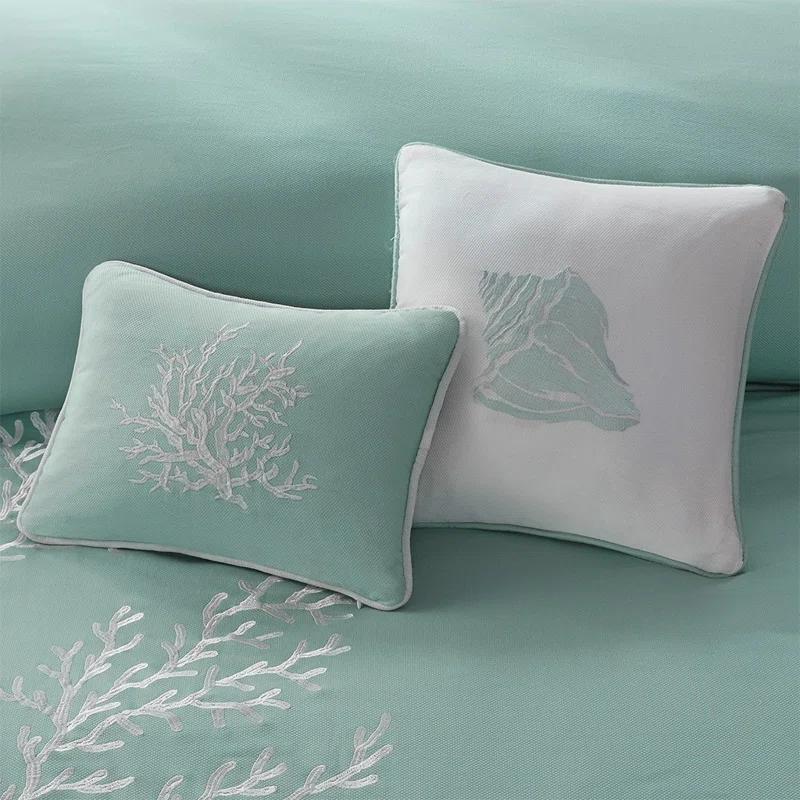 Coastline Embroidered 100% Cotton 4 Piece Comforter Set