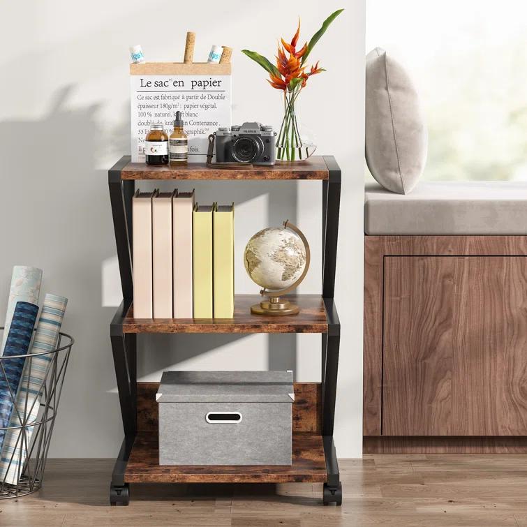 TribeSigns 3-Tier Rolling Printer Cart Under Desk Storage with Storage for Home Office