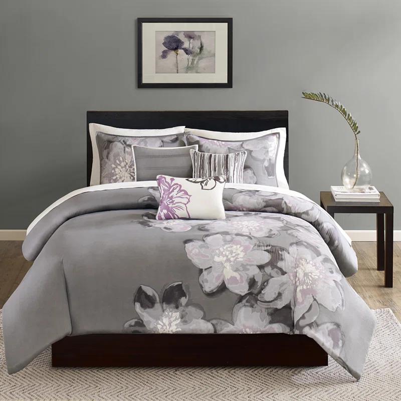 Madison Park Gray Reversible Modern & Contemporary 6 Piece Duvet Cover Set