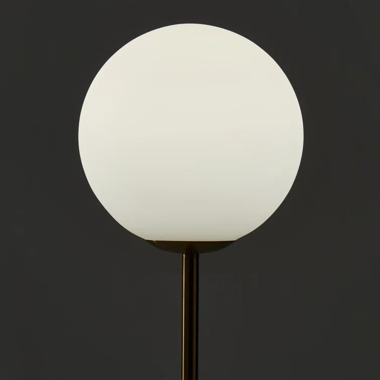 Brightech Luna Industrial Modern LED Floor Lamp with Glass Round Globe Shade