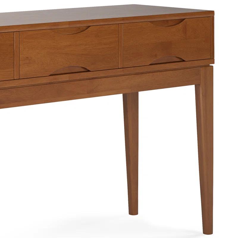 Simpli Home Harper 54"W Solid Hardwood Mid-Century Modern Storage Console Table with Drawers and Tapered Legs