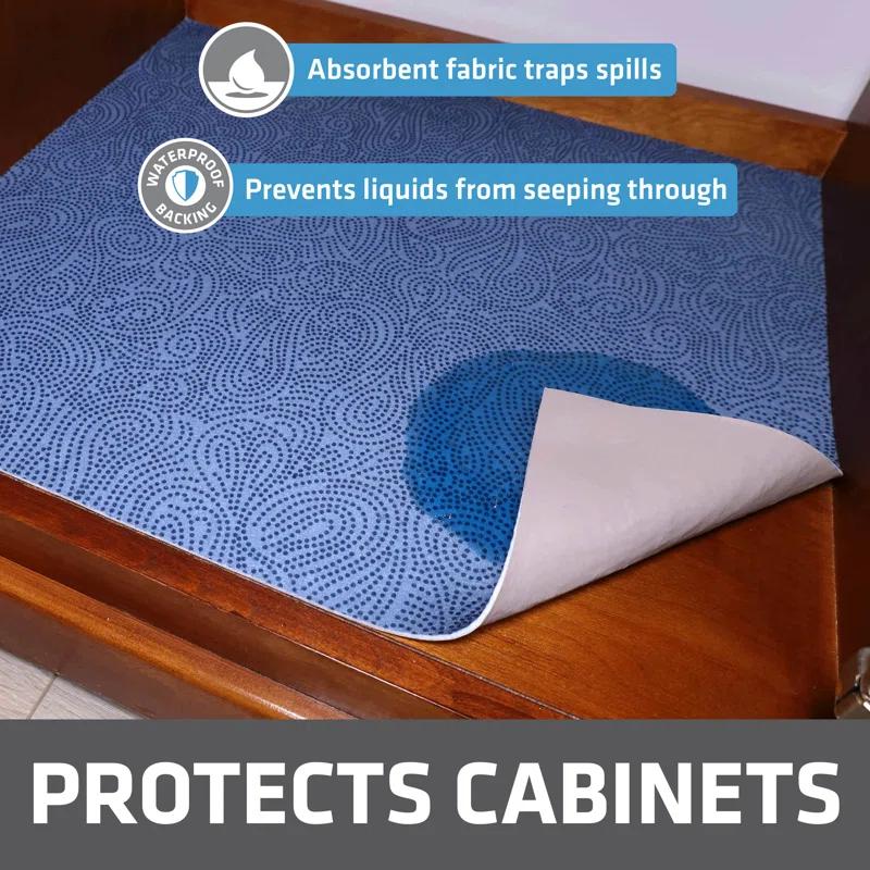 Drymate XL Under Sink Mat, Protective Cabinet Liner For Kitchen & Bathroom - Absorbent, Waterproof, Trimmable (24”x59”) (Borage Blue) (USA Made)