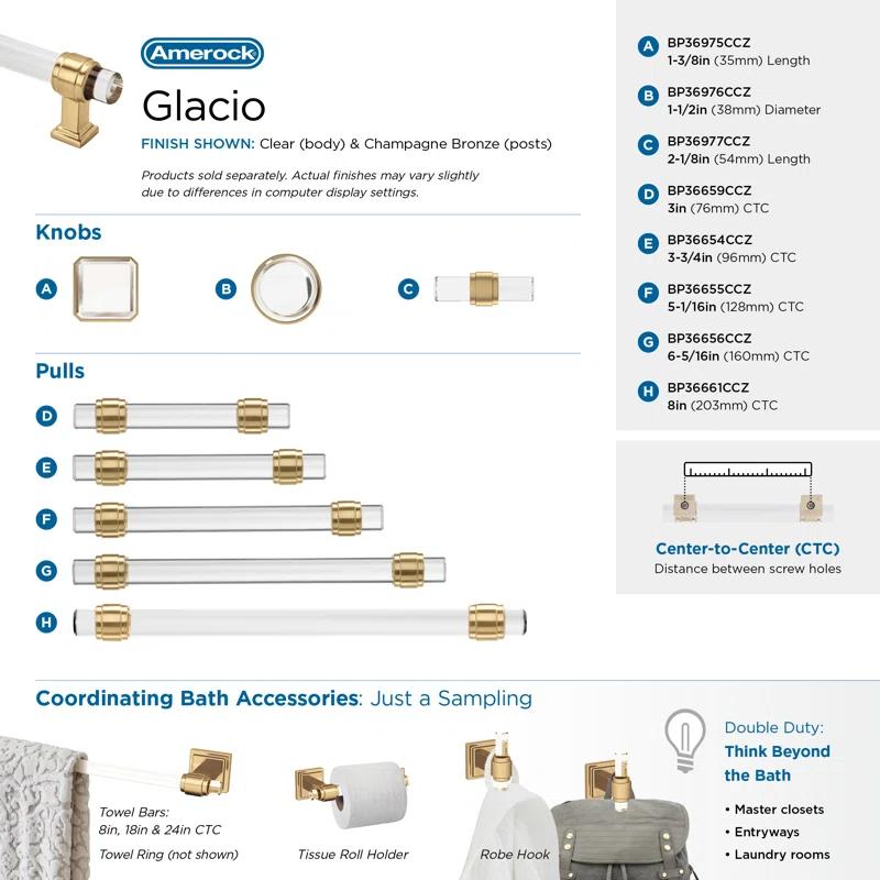 Amerock Glacio 2-1/8 inch (54mm) Length