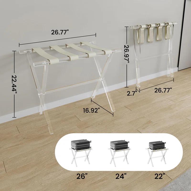 IFBECT Acrylic Luggage Rack with Beige Leather Straps