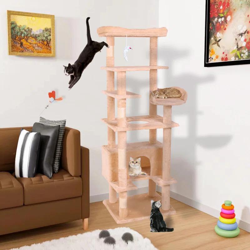 Archie & Oscar™ 71"Cat Climbing Tree Multi-Level Tall Cat Tower Beige